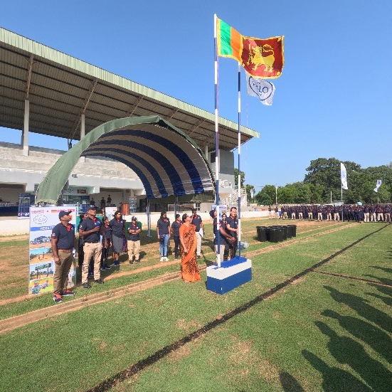 HALO staff members stand at the 20th anniversary of humanitarian mine clearance in Sri Lanka