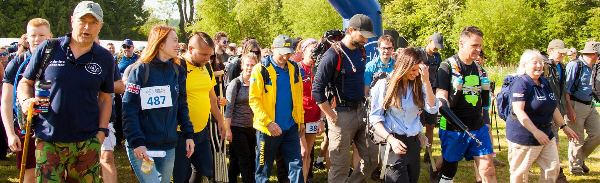 People cross the start line for the Safe Steps for Syria fundraising walk