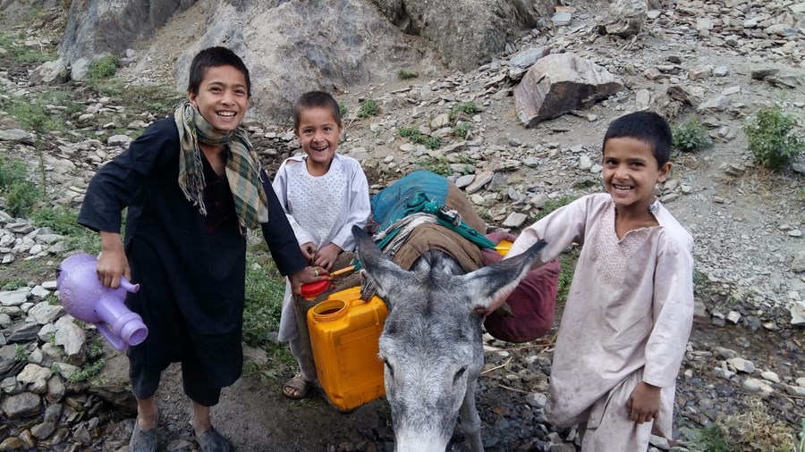 Children with their Donkey near Mula-ee village, Afghanistan