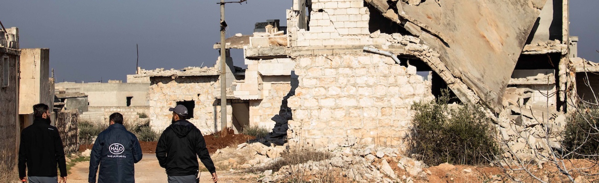 A HALO survey team in a destroyed former frontline village in northwest Syria