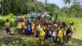 A group of children receiving safety education in Solomon Islands