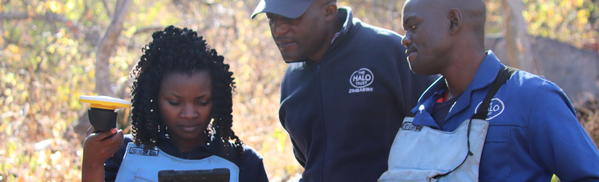 HALO deminers learn how to use a piece of GIS equipment