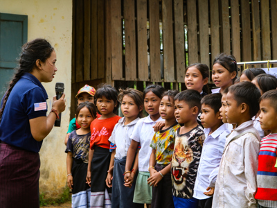HALO staff member teaches a class of children how to stay safe