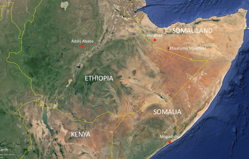 Satellite image highlighting HALO's areas of operations in the Horn of Africa