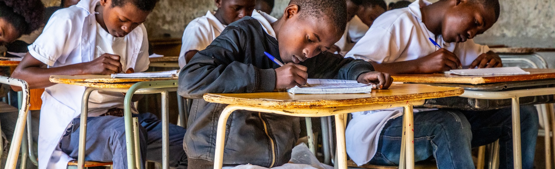 Children studying in a class room in Huambo Angola