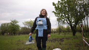 Ukrainian deminer in the field