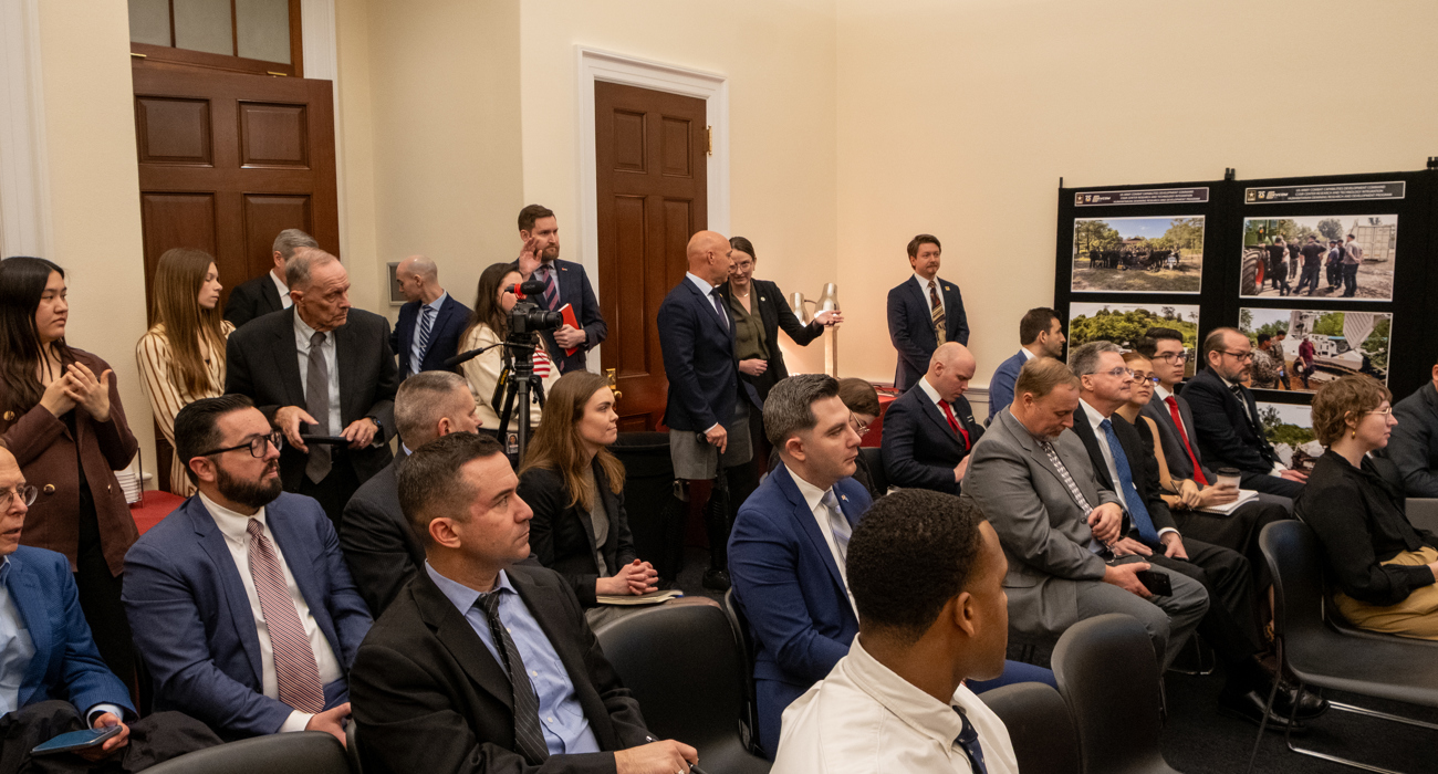 Hill staffers, representatives, HALO and US Army staff attend a standing room-only briefing at the Hill
