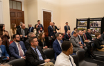 Hill staffers, representatives, HALO and US Army staff attend a standing room-only briefing at the Hill