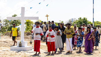 A church reopens after decades of landmines