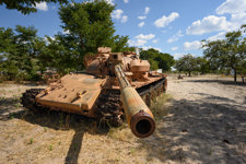 A tank next to a track in Angola