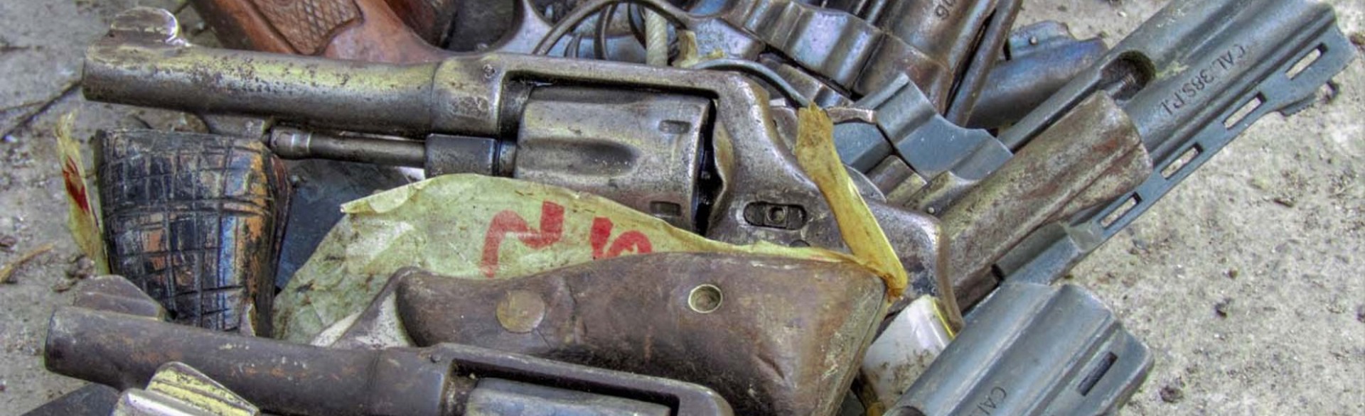 A pile of old ammunitions lay on the ground
