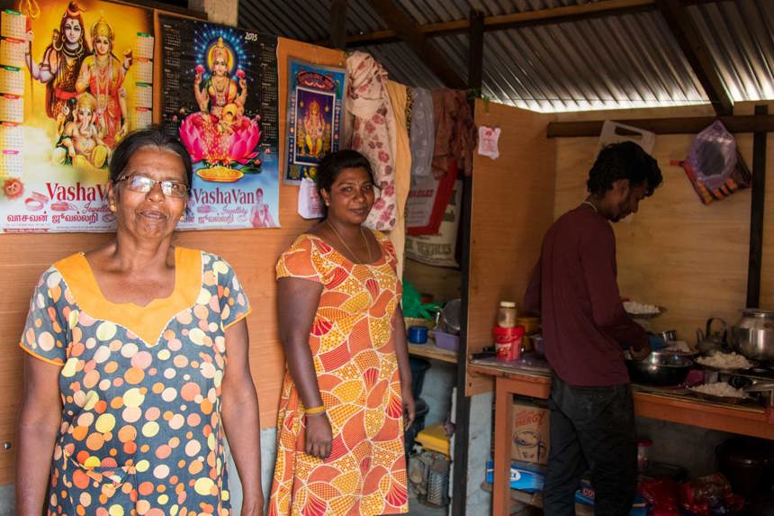 Kantha Samey from Intherapuram village, stands next to her daughter in Sri Lanka