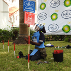 Demonstration of landmine clearance techniques during the BP Angola grant signing ceremony in Luanda, May 2019