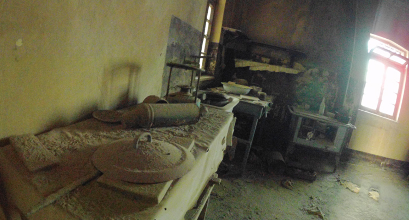 A dust-covered kitchen in the Church