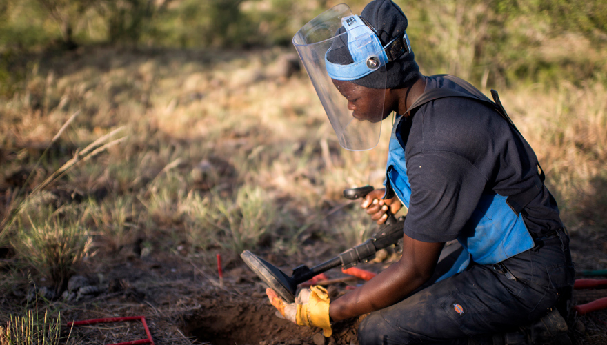 HALO Trust deminer, clearing landmines in Benguela, Angola